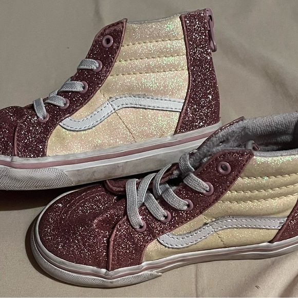 Vans Other - Vans Size 9.5 c Glittery Pink and Cream High Top Sneakers shoes
